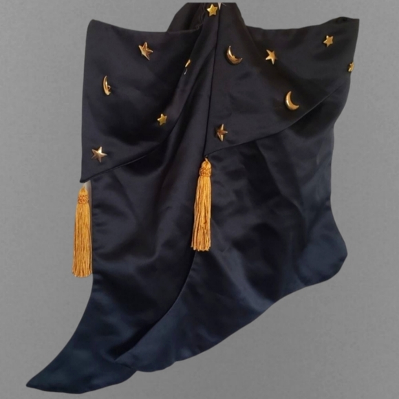 2 vintage celestial black gold moon and star stockings - Picture 1 of 6